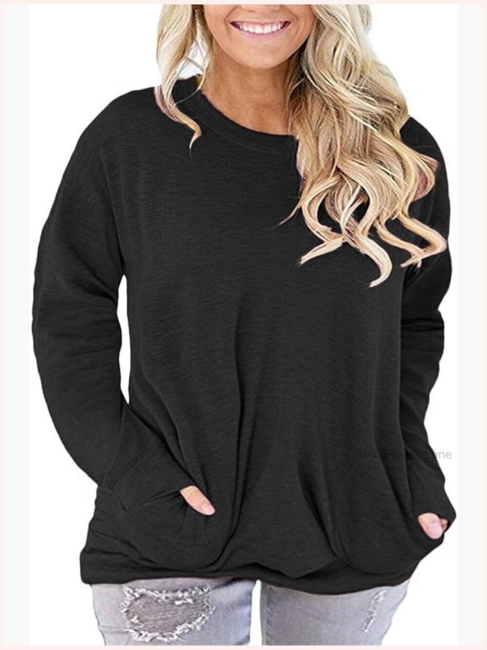 Plus Size Tunic Top Long Sleeve V Neck with Pockets Casual Blouse Fall Winter